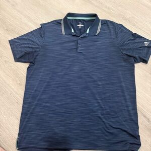 adidas Navy Polo Shirt with Striped Collar